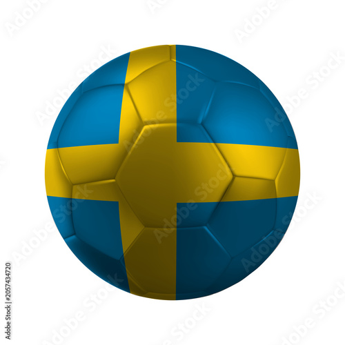 Quadro su tela Realistic SWEDEN Soccer Ball with National Flag Design Transparent Background