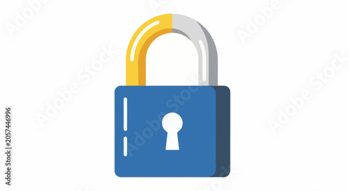 A blue and gold padlock with a silver top, signifying security and protection