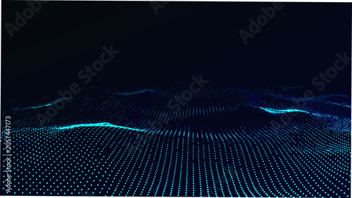 Tableau sur toile Undulating dot pattern on a dark background a digital visualization of data stre