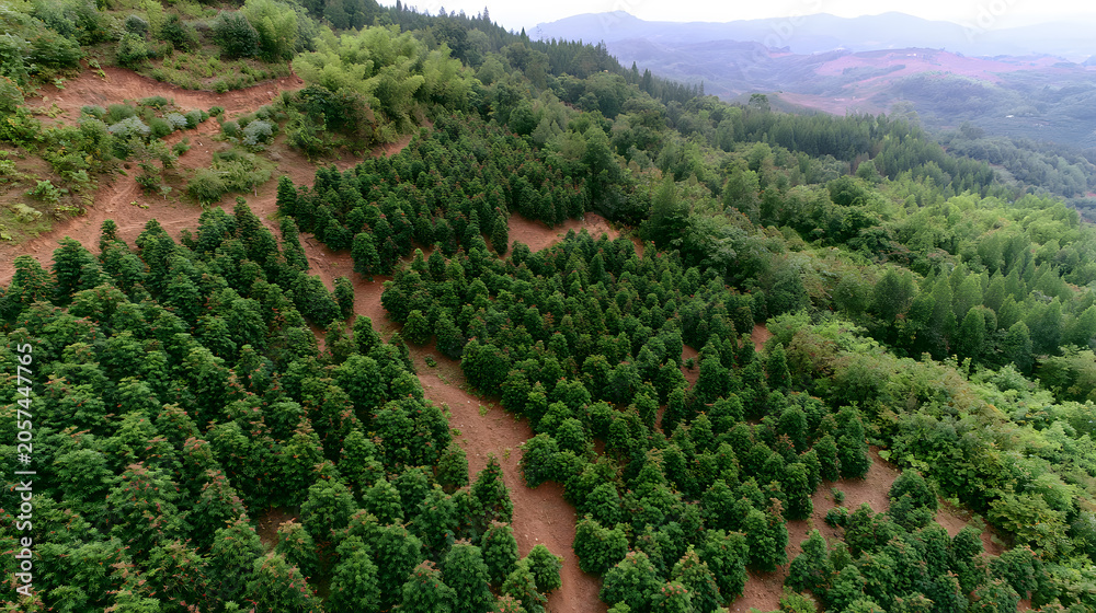 Naklejka premium Deforested Mountain Forest Landscape