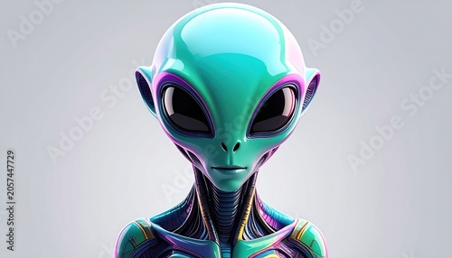Vibrant Alien Portrait - A Detailed Depiction of Extraterrestrial Being.