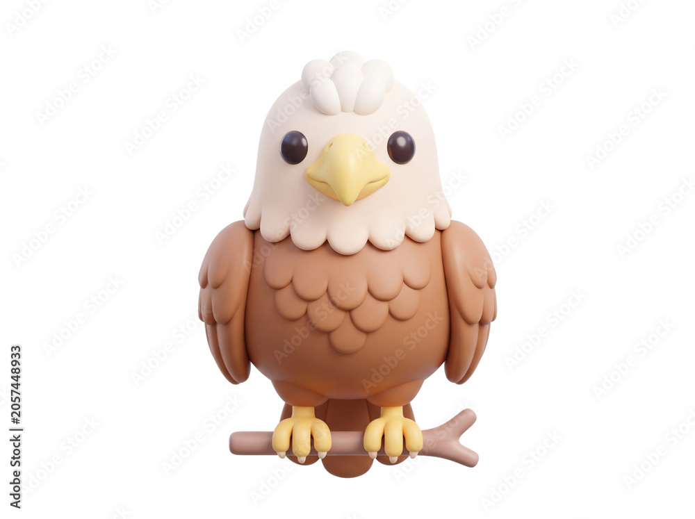 Obraz premium Strong Eagle Cartoon Bird 3D Character