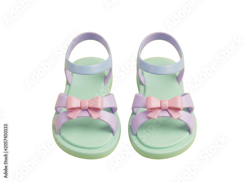 Pair of 3D Rendered Pastel Sandals with Bows
