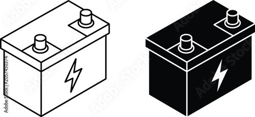 Tableau sur toile Isometric car battery icon set for automotive power and electrical energy storag
