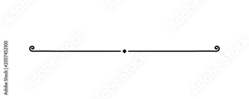 Fotografía Black line with decorative ends and a central dot, featuring curls and scrolls