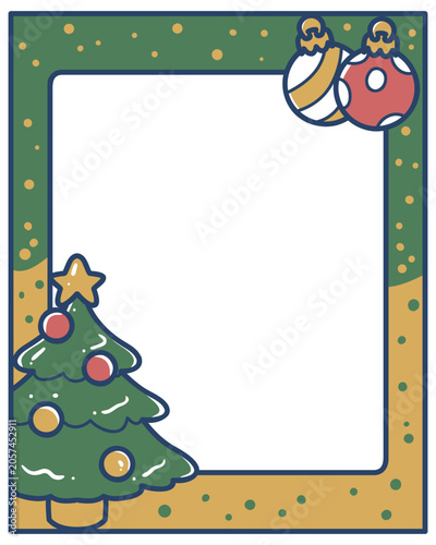 Christmas tree frame with outline vector background