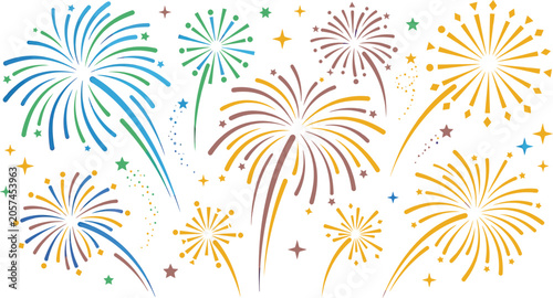 Firework Displays Colorful Vector Illustration On White Background