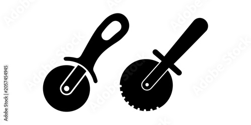 Принти на полотні A minimalist  2 black silhouette of a pizza cutter icon on a white background, s