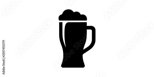 Foto Beer glass silhouette against a white background simple black shape, Beer mug Ic