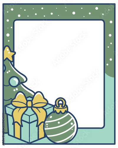 Christmas gift box frame with outline vector background