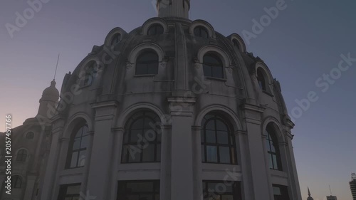 Exploring historic architecture in the city at sunset with detailed view