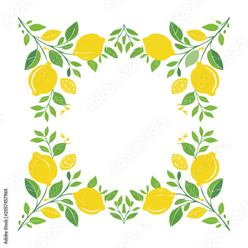 Yellow Lemon and Green Leaf Decorative Frame