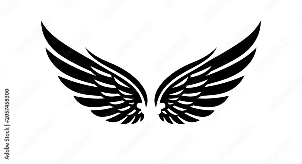 Fototapeta premium Black Angel Wings Graphic Design Element.