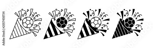 Canvastavla Black and White Party Hat with Confetti and Streamers for Celebration Events
