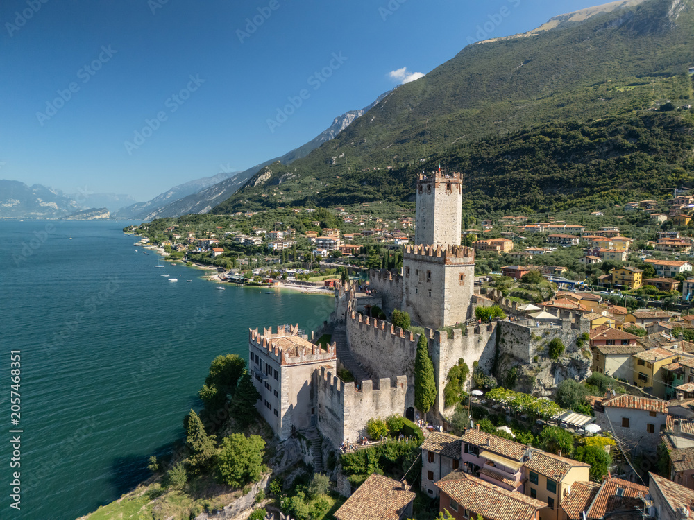 Obraz premium Aerial View of Castello Scaligero di Malcesine on Lake Garda