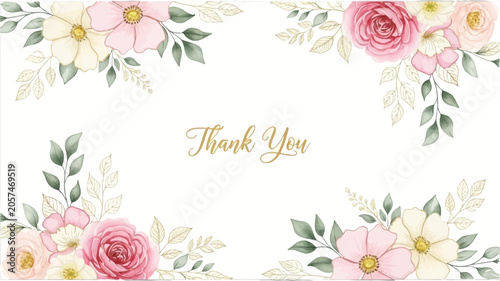 Valokuva Thank you with heartfelt gratitude floral watercolor