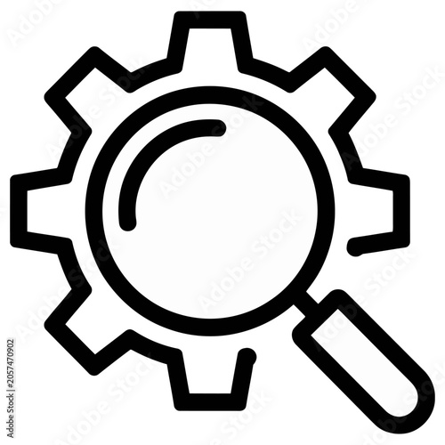 фотографія Search engine optimization gear icon in a bold black line art vector graphic sty
