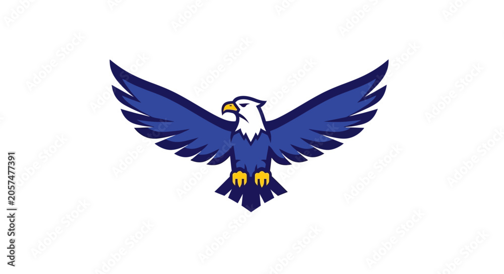 Obraz premium A graphic illustration of a bird with outstretched wings, isolated on a white background