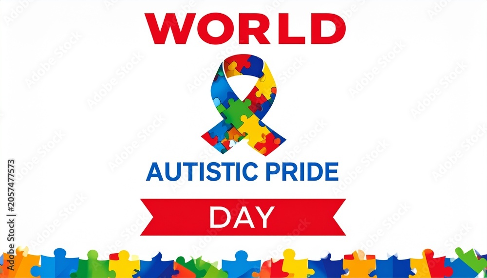 Fototapeta premium World Autistic Pride Day Ribbon Design