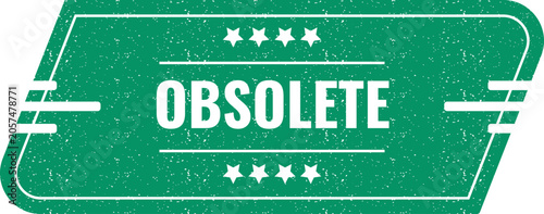 Fotografía Green textured vintage style rubber stamp sign with obsolete word and stars for