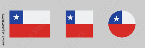 Chile flag Chilean national flag collection rectangular square and round isolated on plain background vector illustration