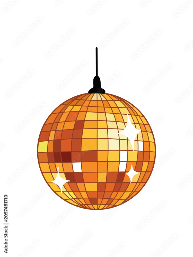 Obraz premium gold disco ball sparkling mirror sphere party lighting effect