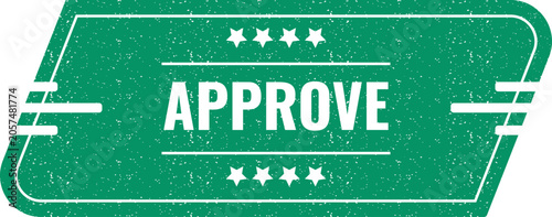 Φωτογραφία Green vintage style approve rubber stamp label icon for business and office docu