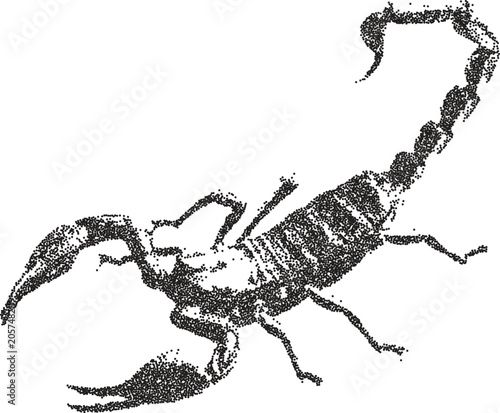 Obraz na plátne Scorpion vintage y2k stipple art, stinger halftone stipple brutalist retro vecto
