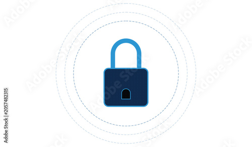Blue padlock icon with circular lines