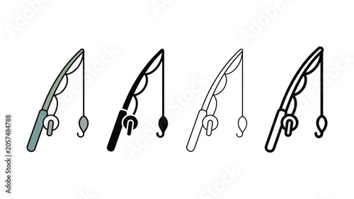 Bild auf Leinwand Four different fishing hooks with lures on transparent background