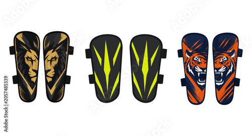 Quadro em tela Soccer shin guard, Sports Shin pad icon logo flat vector design