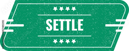 Fotografía Green vintage style settle label badge design with white text and stars on grung
