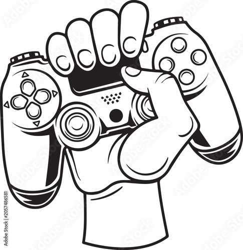 Gamer Logo Vector, sports Gaming Controller Emblem Design Isolated Shape 