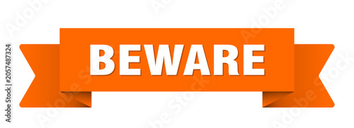Foto beware ribbon isolated on transparent background. beware ribbon