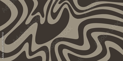 Принти на полотні Retro chocolate brown and taupe groovy wavy abstract background