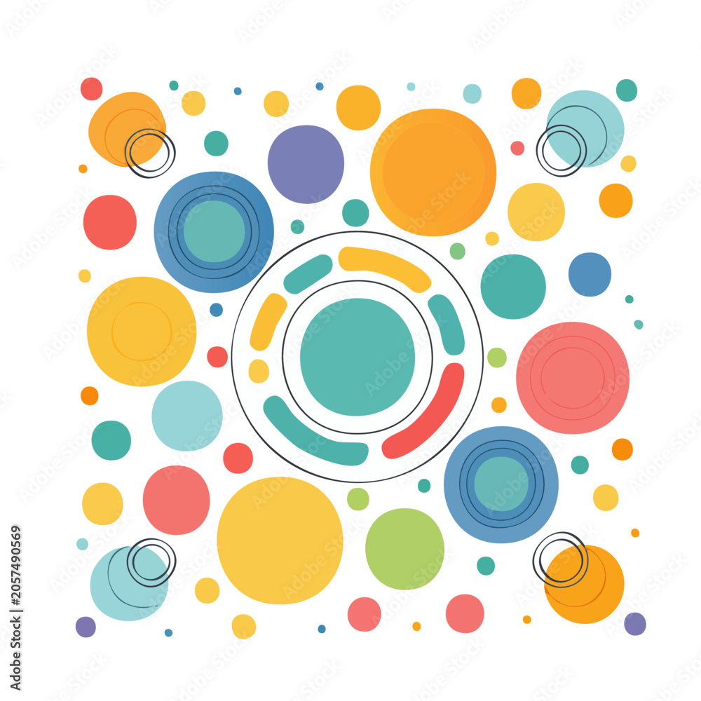 Fototapeta premium Abstract colorful geometric circles vector pattern