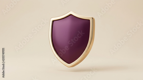 Plum purple shield champagne gol… isolated on a clean white background