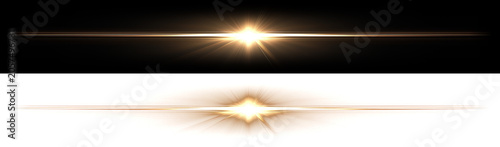 Lens flare dark bronze warm light bar with dual glowing stripes for vintage cinematic looks with transparent background.