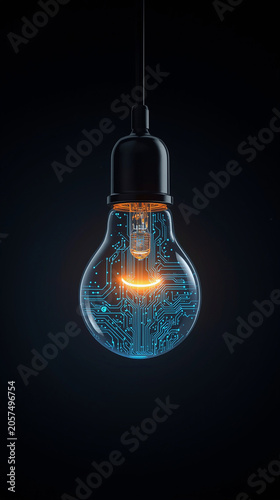 A glowing vintage light bulb with a blue glass design