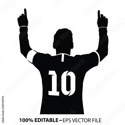Soccer Champion Athlete Silhouette Reaching For Success And Glory Vector Illustration