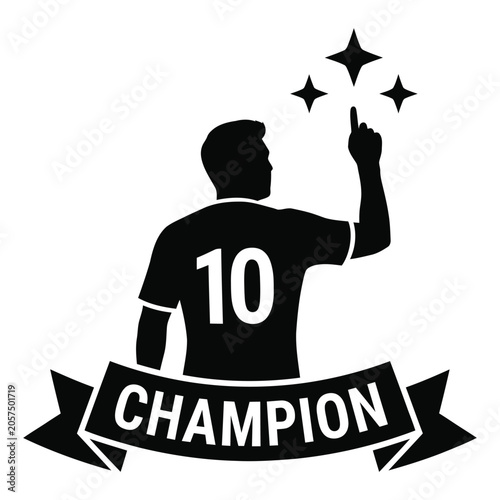 Football Winner Player Raising Hands In Championship Triumph Vector Illustration