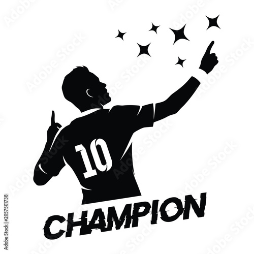 Soccer Victory Celebration Player Dynamic Sports Silhouette Vector Illustration
