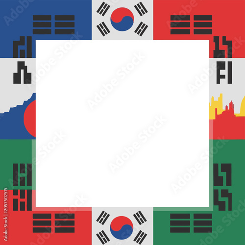 Bilde på lerret Korean Flag Frame with Blank White Space for Text.