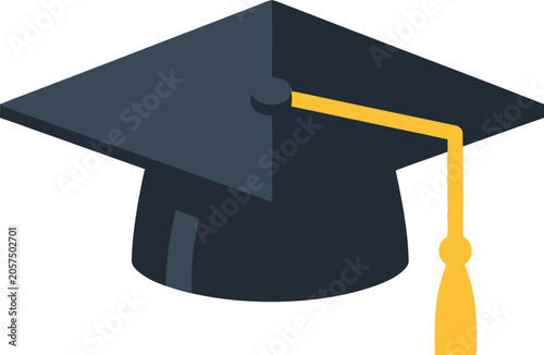 Isometric Graduation Cap Illustration - Symbol of Academic Achievement and Educational Success.
