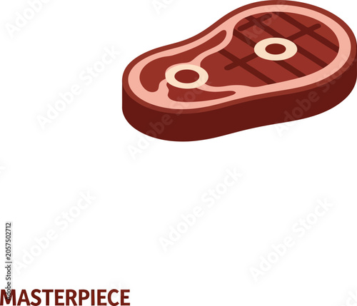 Isometric Illustration of a Delicious Grilled Steak Cut.