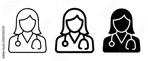 Doctor Icons Set, Medical Professional Avatars, Healthcare Staff Symbols, Female Physician Graphics