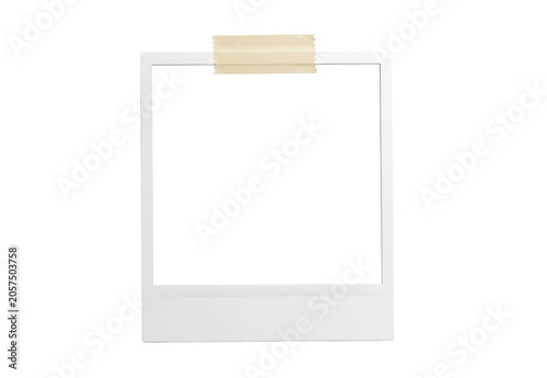 Konstfotografi Empty photo frame with taped corner blank picture background.
