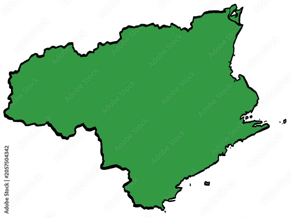 Fototapeta premium 徳島県地図 四国 緑色 筆タッチ 和風 西日本 / A brushstroke map of Tokushima Prefecture / green
