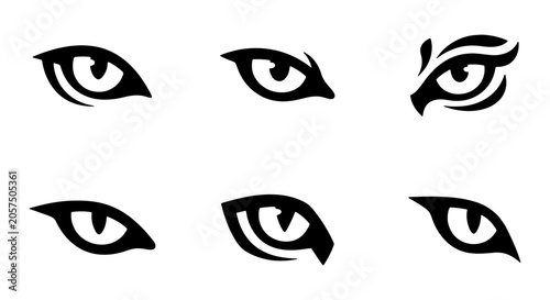 Fotografie Six Stylized Animal Eye Icons, Vector Graphics for Wildlife and Nature Branding