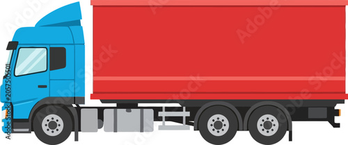 Large Red Semi Truck Trailer Vehicle.